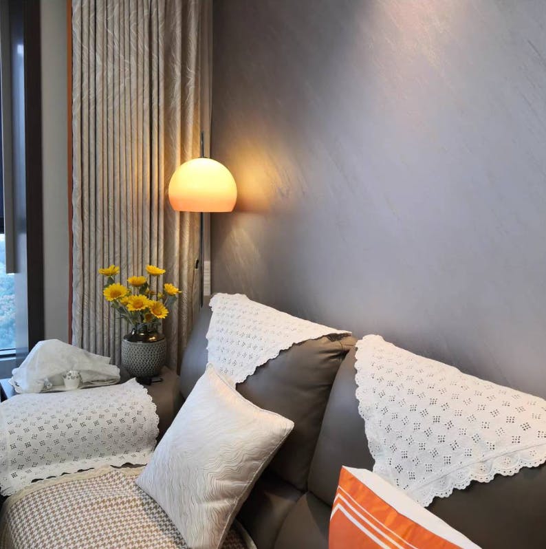 Mid-Century Hemispherical Floor Lamp with Dome Shade