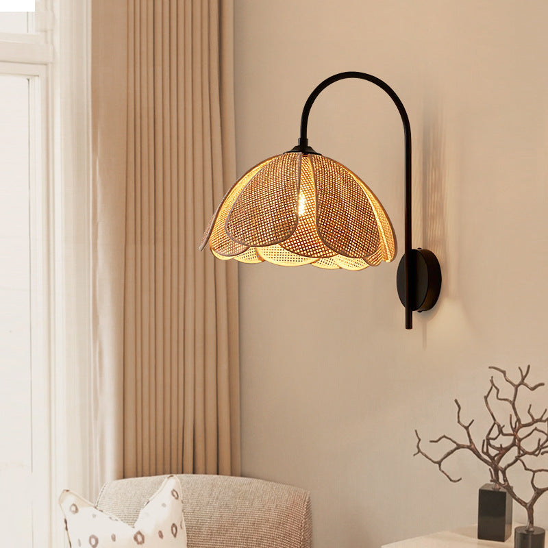 Retro Rattan Wall Sconce Lamp