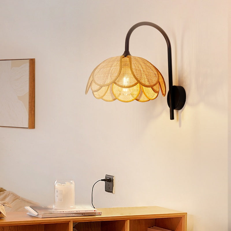 Retro Rattan Wall Sconce Lamp