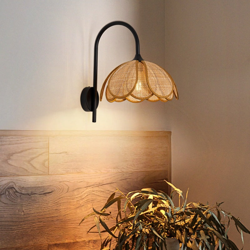 Retro Rattan Wall Sconce Lamp