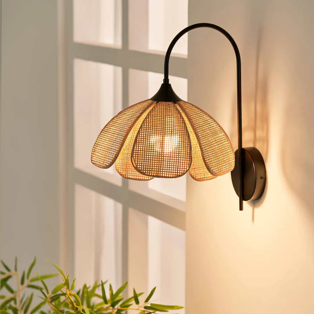 Retro Rattan Wall Sconce Lamp