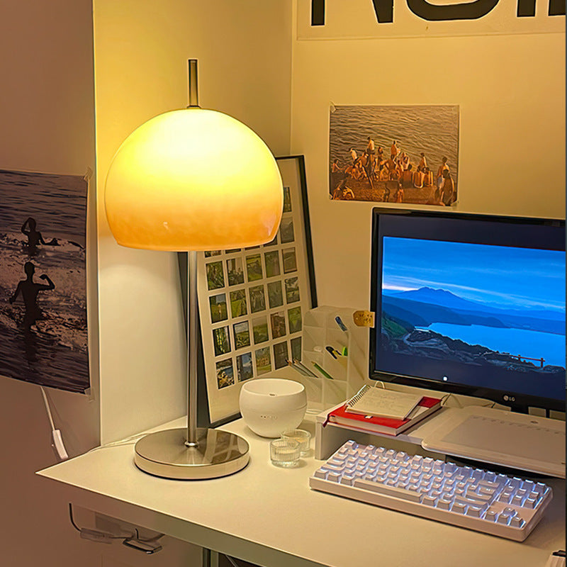 Mid-Century Table Lamp with Hemispherical Shade