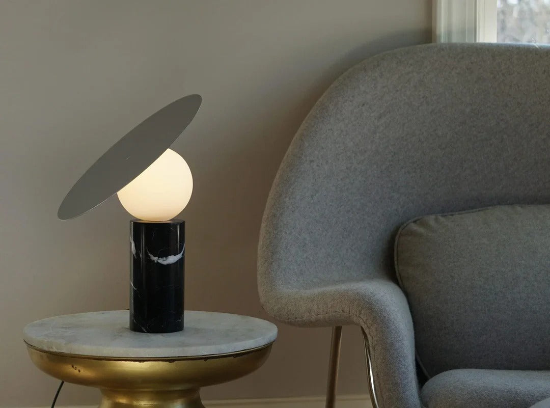 Minimalist Table Lamp – Spherical Angled Disc
