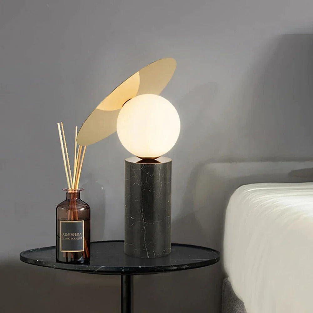 Minimalist Table Lamp – Spherical Angled Disc