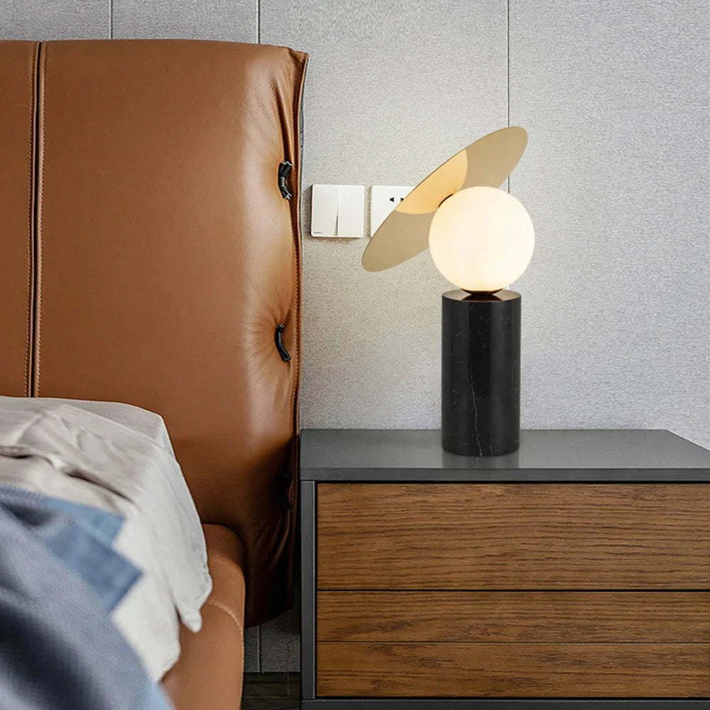 Minimalist Table Lamp – Spherical Angled Disc