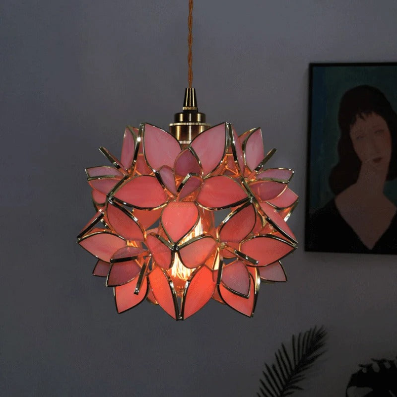 Art Deco Pendant Light featuring Floral Cluster