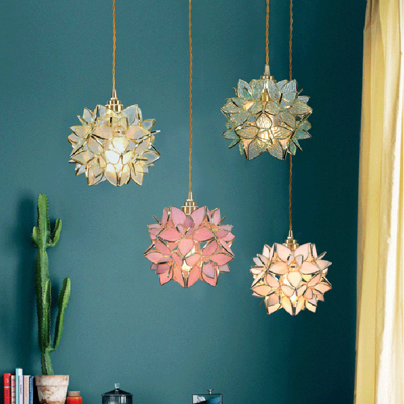 Art Deco Pendant Light featuring Floral Cluster