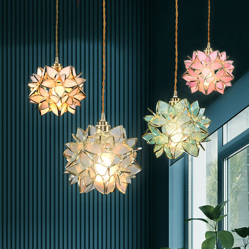 Art Deco Pendant Light featuring Floral Cluster