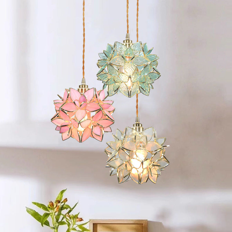 Art Deco Pendant Light featuring Floral Cluster