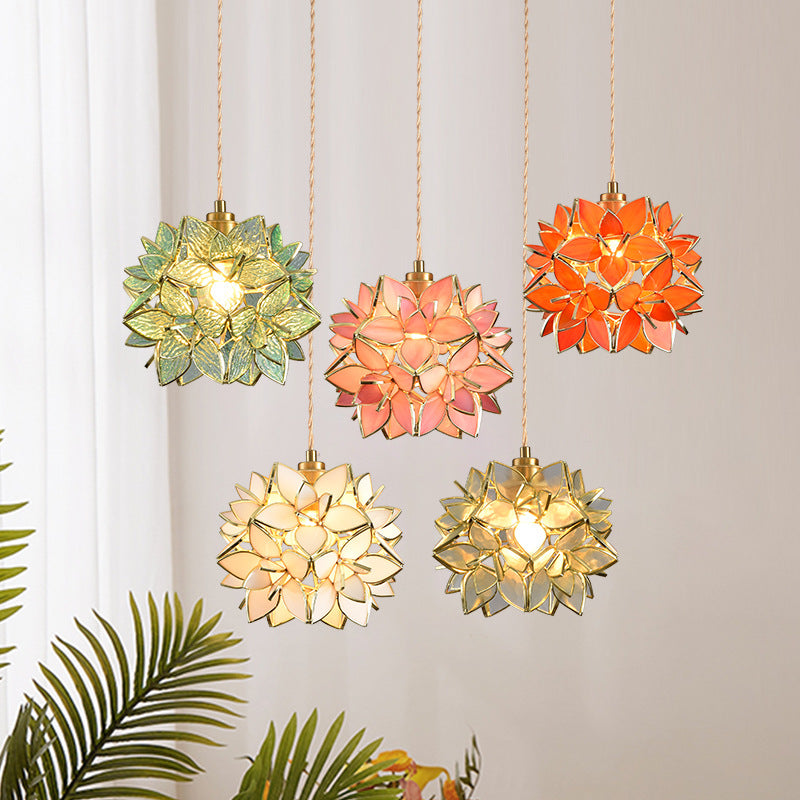 Art Deco Pendant Light featuring Floral Cluster