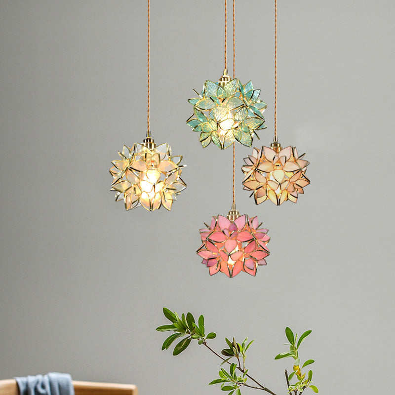 Art Deco Pendant Light featuring Floral Cluster