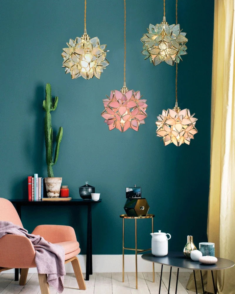 Art Deco Pendant Light featuring Floral Cluster
