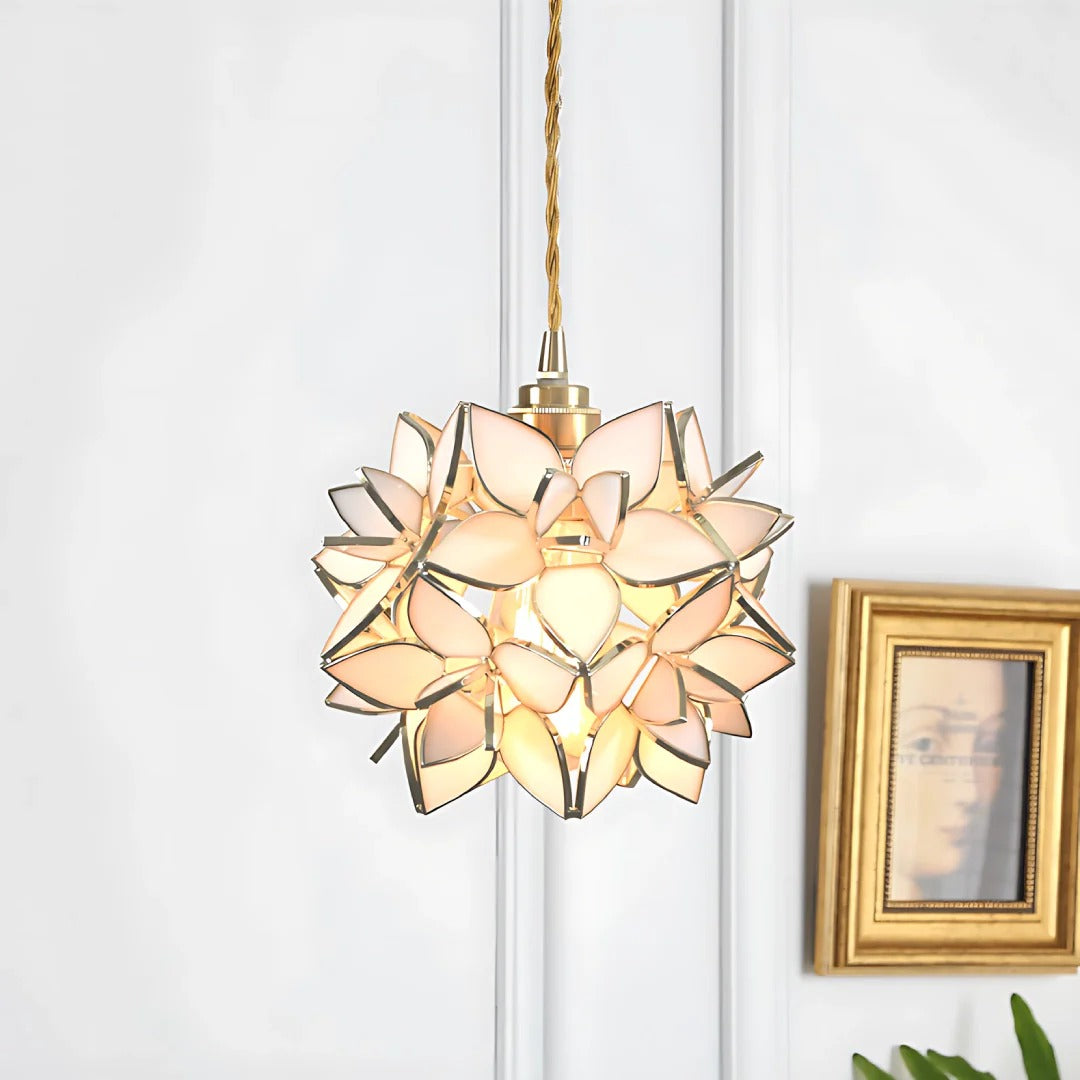 Art Deco Pendant Light featuring Floral Cluster