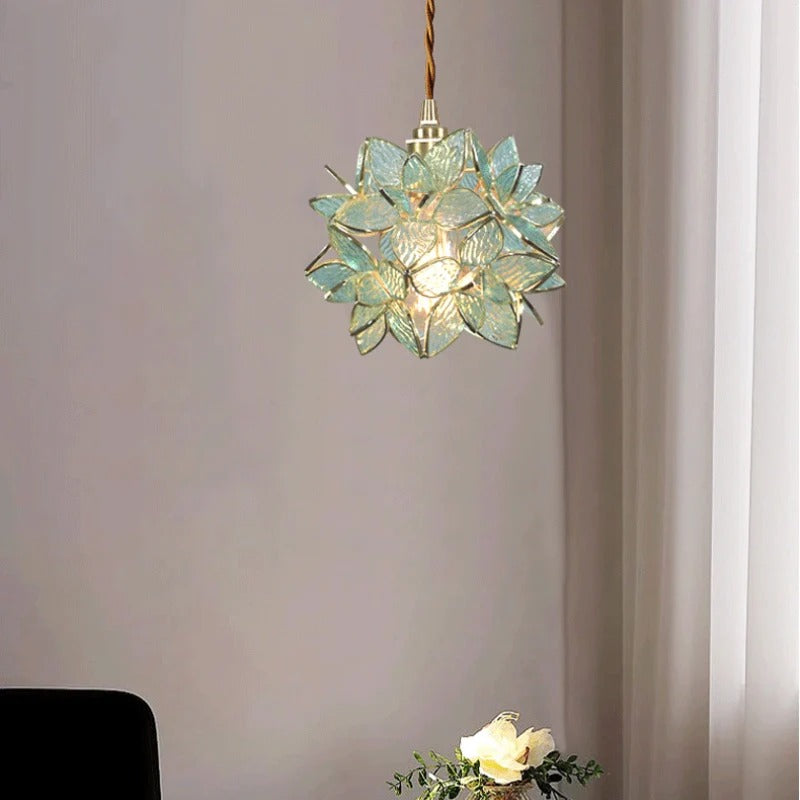 Art Deco Pendant Light featuring Floral Cluster