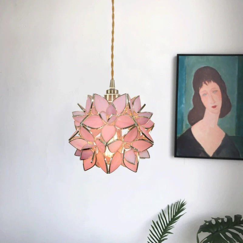 Art Deco Pendant Light featuring Floral Cluster