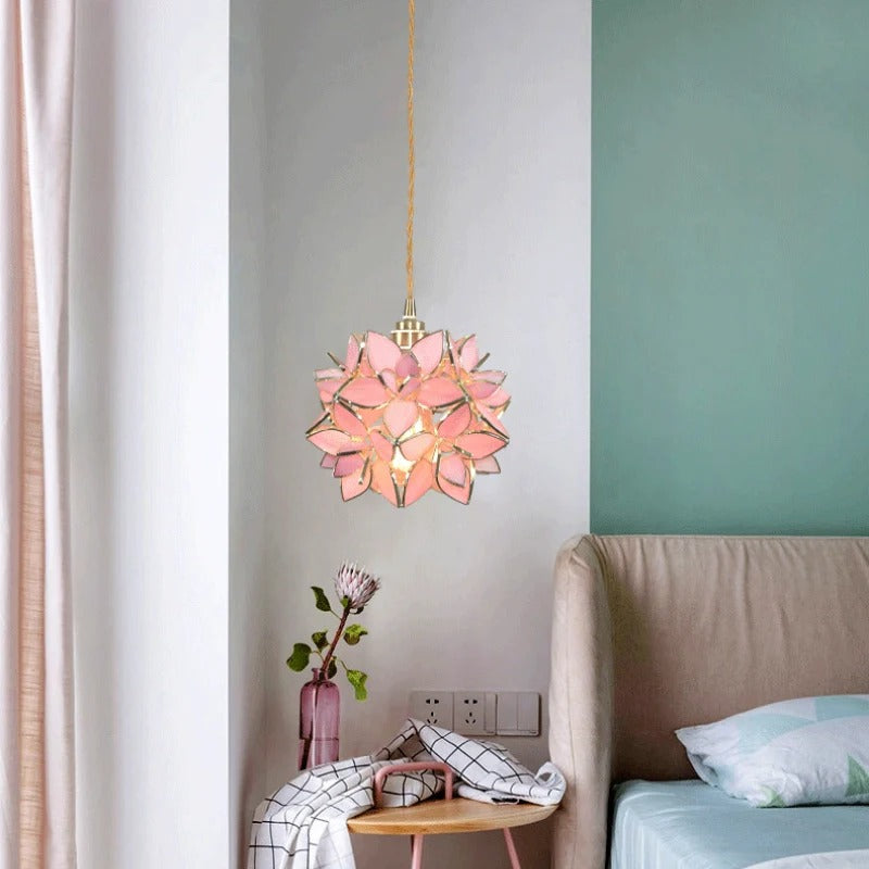 Art Deco Pendant Light featuring Floral Cluster