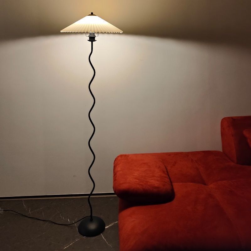 Minimalist Floor Lamp with Pleated Cone Shade