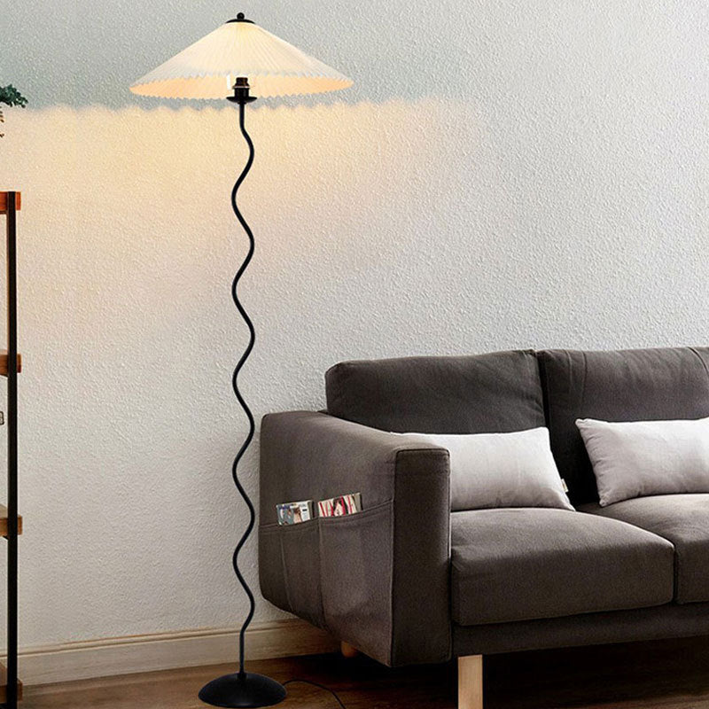 Minimalist Floor Lamp with Pleated Cone Shade