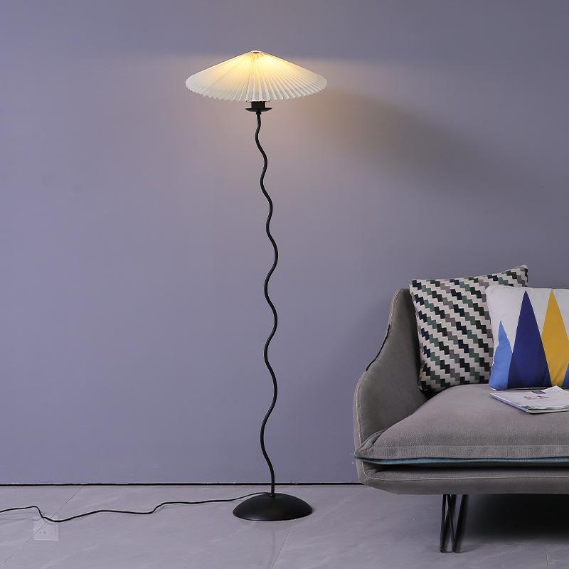 Minimalist Floor Lamp with Pleated Cone Shade