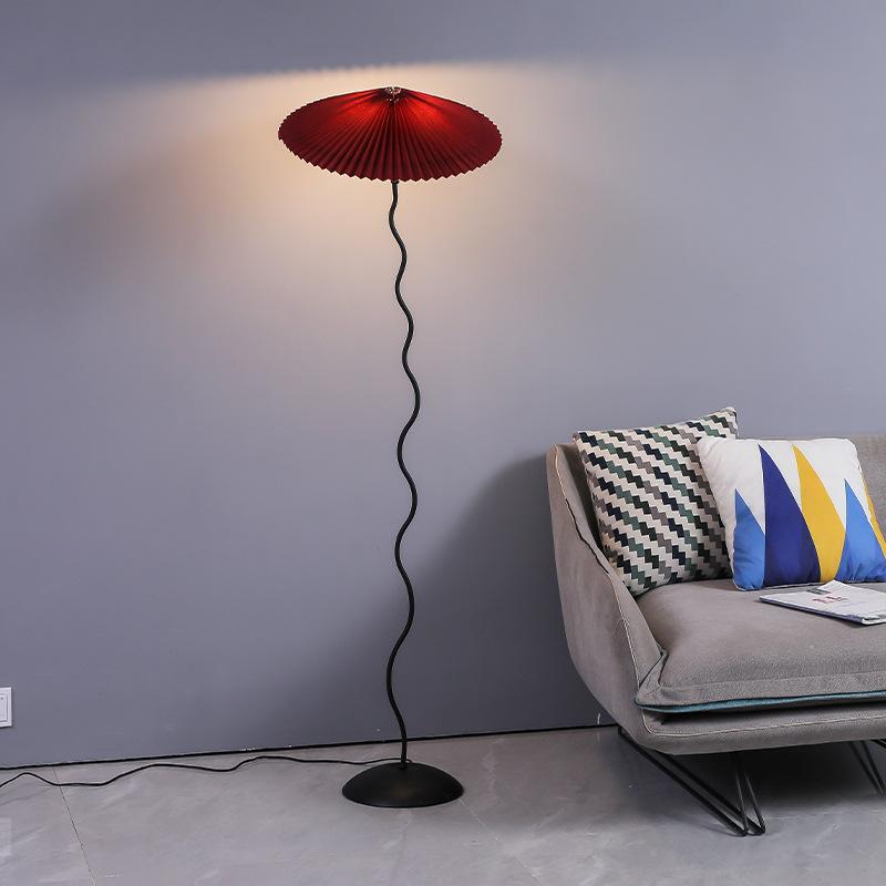 Minimalist Floor Lamp with Pleated Cone Shade