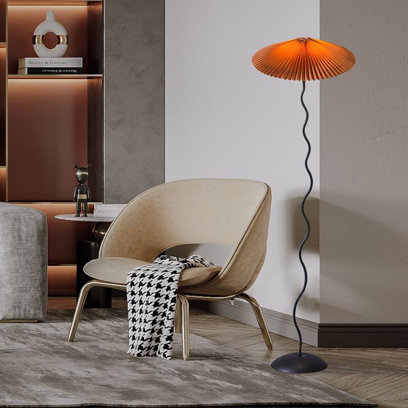 Minimalist Floor Lamp with Pleated Cone Shade