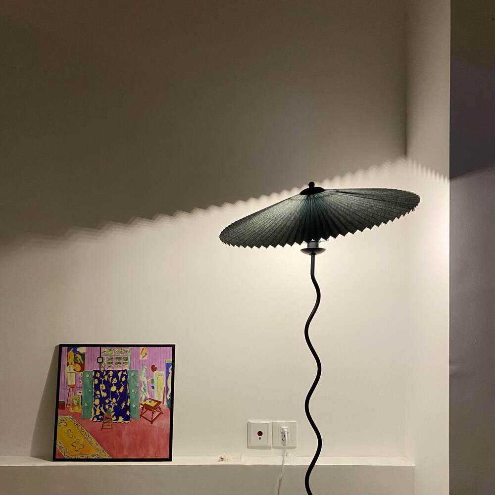 Minimalist Floor Lamp with Pleated Cone Shade
