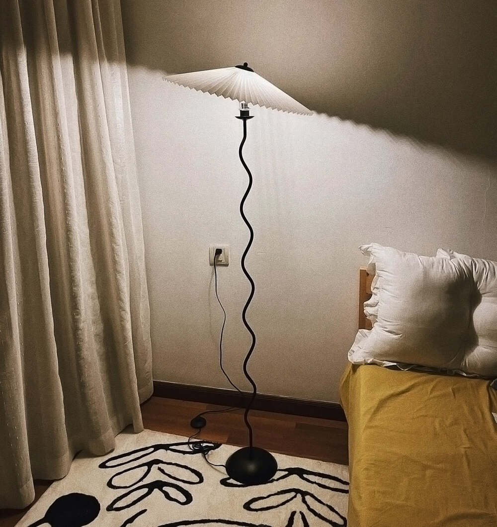 Minimalist Floor Lamp with Pleated Cone Shade