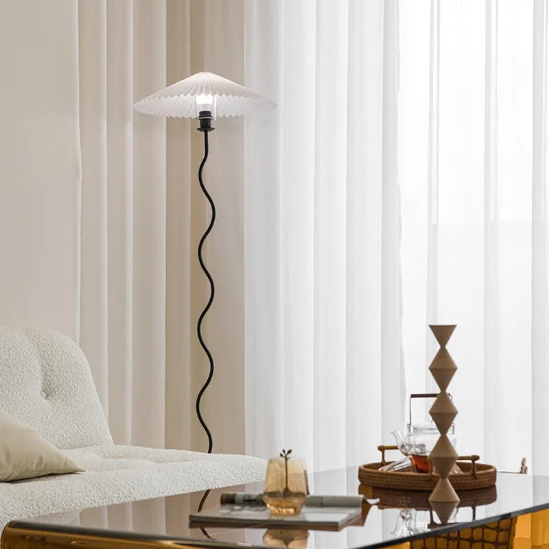 Minimalist Floor Lamp with Pleated Cone Shade
