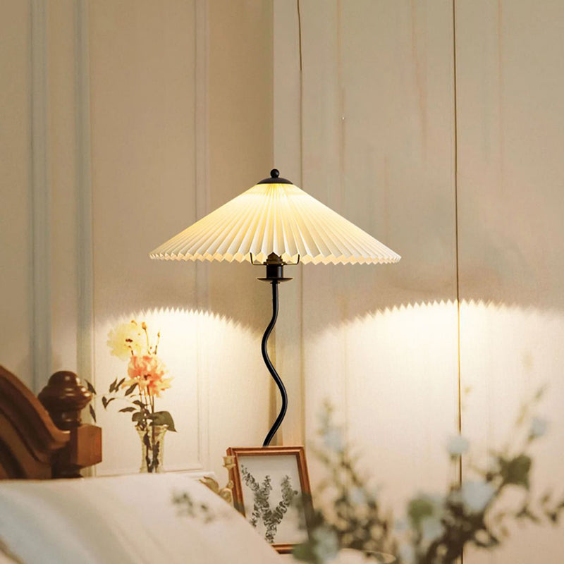 Minimalist Floor Lamp with Pleated Cone Shade