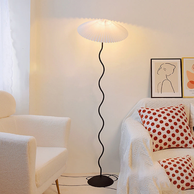 Minimalist Floor Lamp with Pleated Cone Shade
