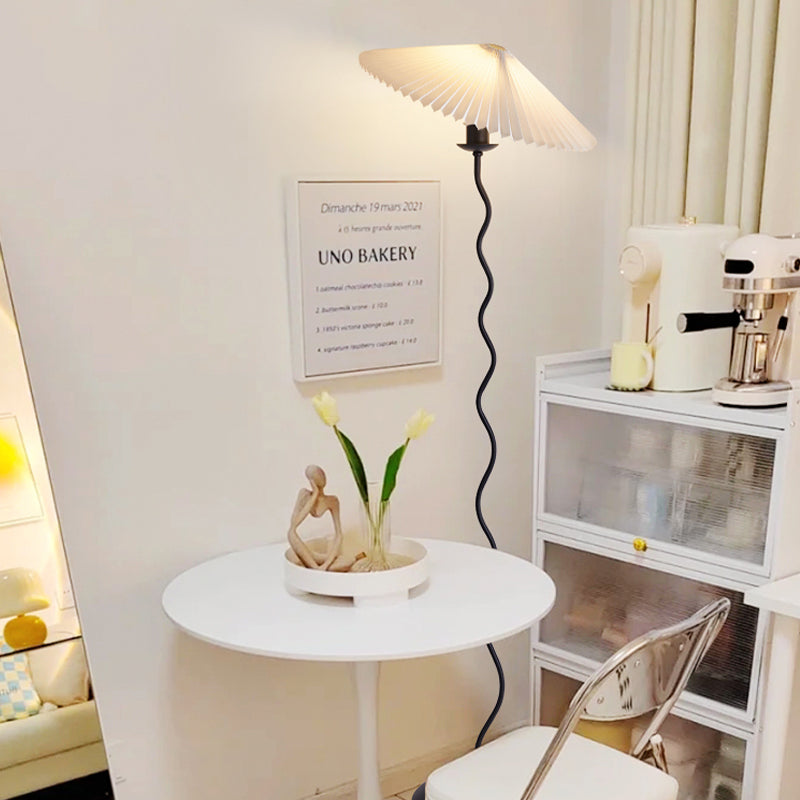 Minimalist Floor Lamp with Pleated Cone Shade