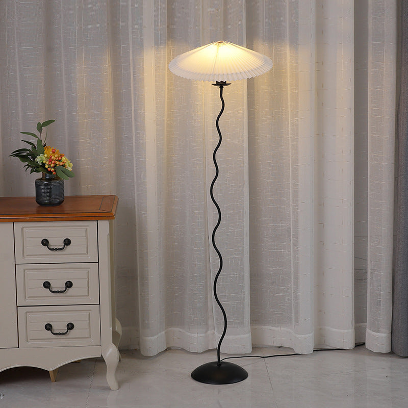 Minimalist Floor Lamp with Pleated Cone Shade