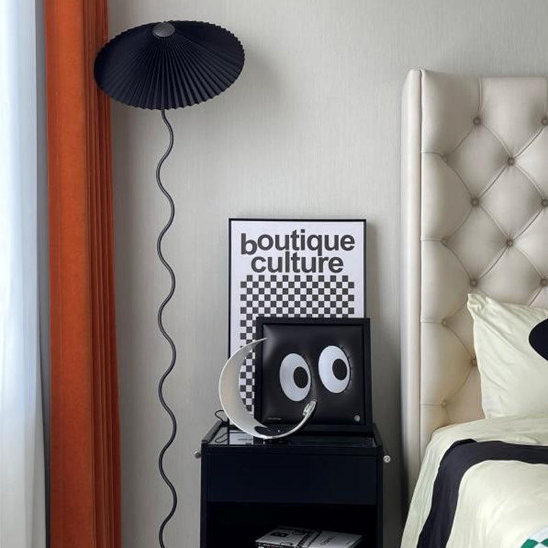 Minimalist Floor Lamp with Pleated Cone Shade