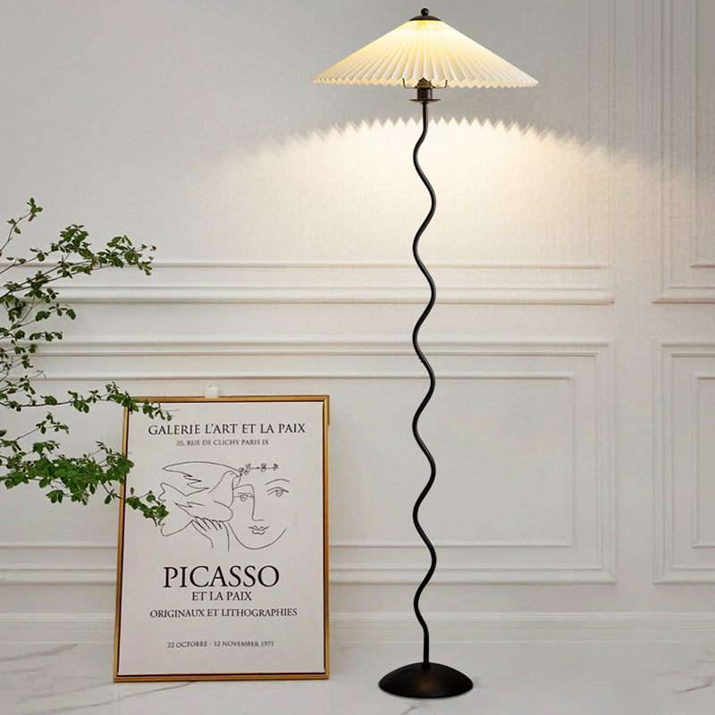 Minimalist Floor Lamp with Pleated Cone Shade