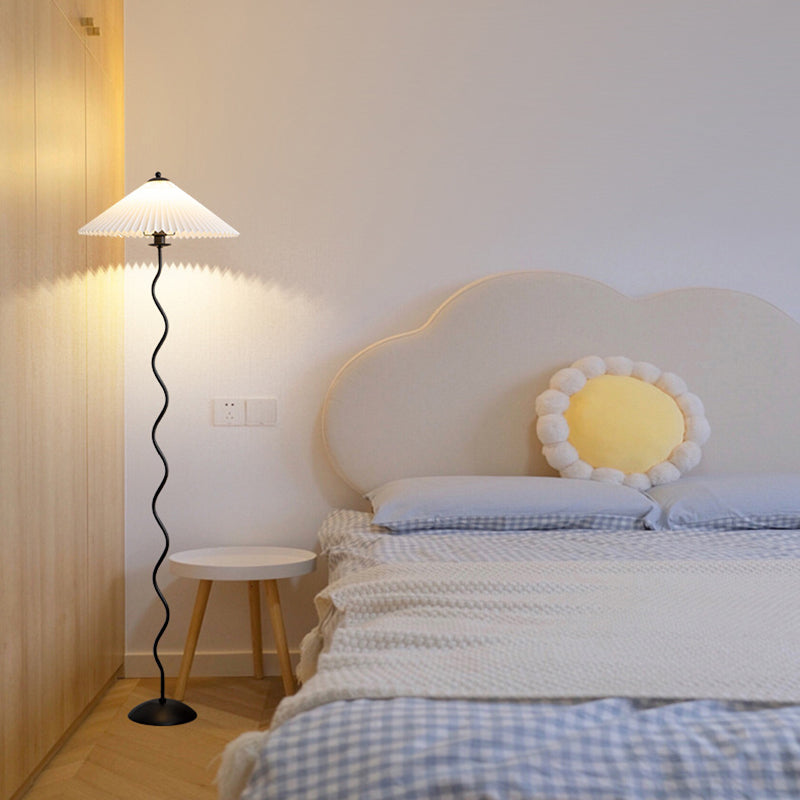 Minimalist Floor Lamp with Pleated Cone Shade