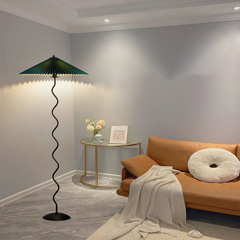 Minimalist Floor Lamp with Pleated Cone Shade