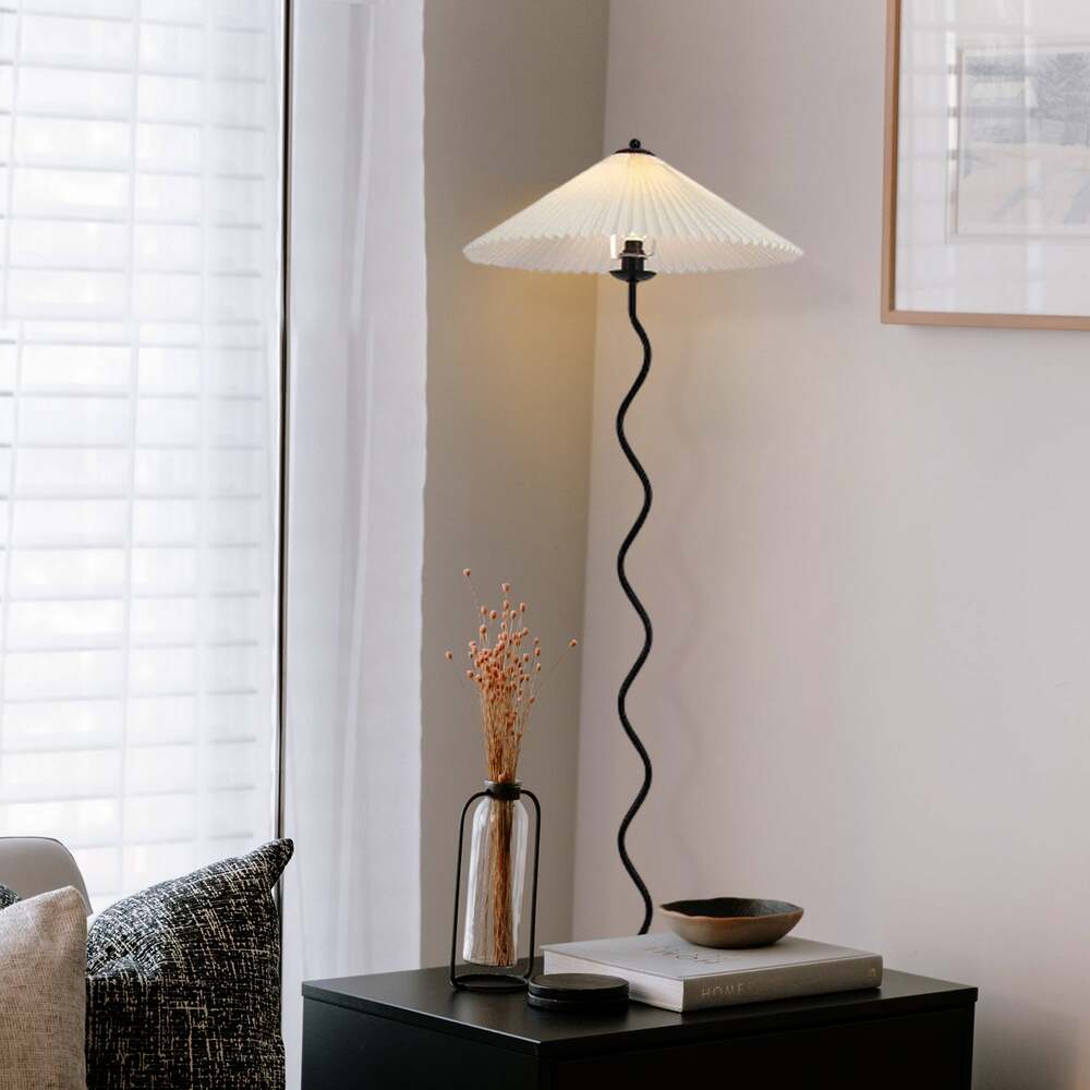 Minimalist Floor Lamp with Pleated Cone Shade