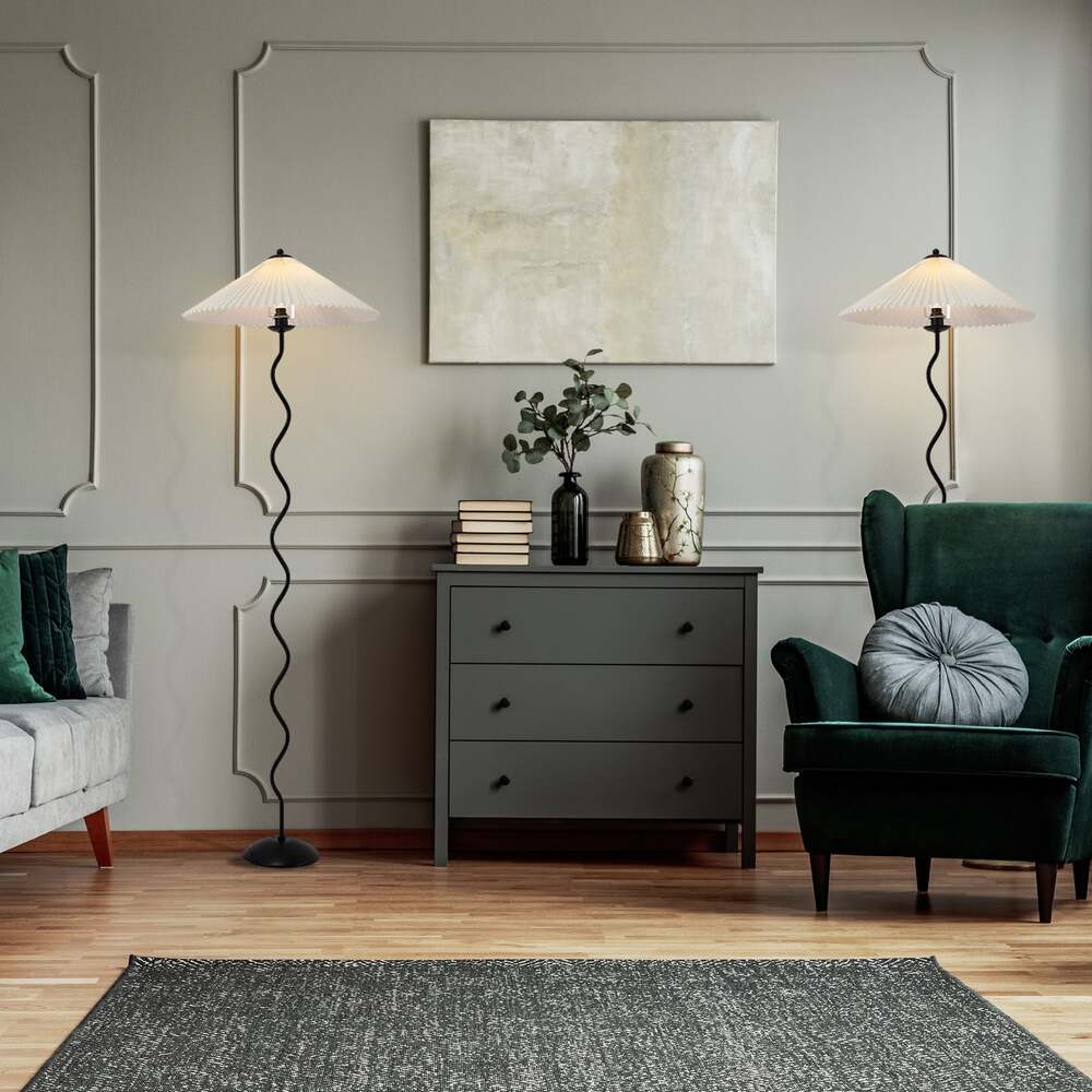 Minimalist Floor Lamp with Pleated Cone Shade