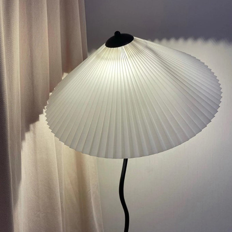 Minimalist Floor Lamp with Pleated Cone Shade