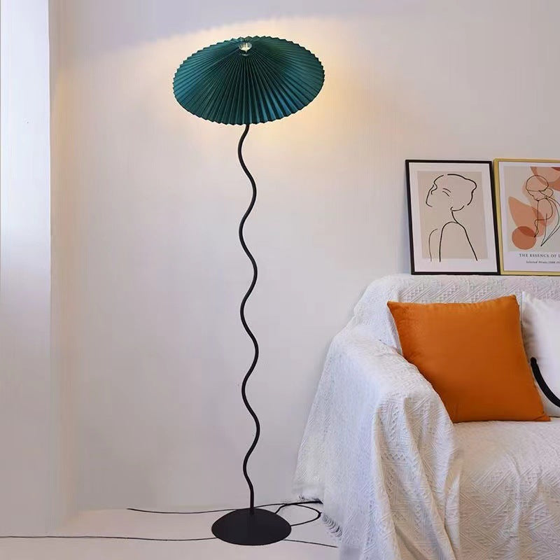 Minimalist Floor Lamp with Pleated Cone Shade