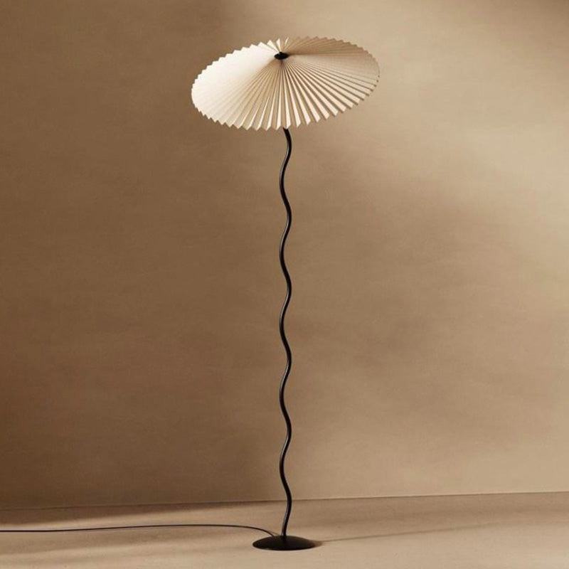 Minimalist Floor Lamp with Pleated Cone Shade