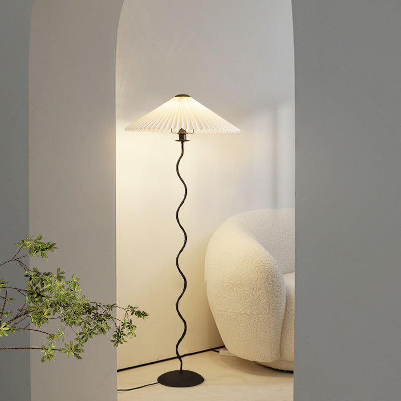 Minimalist Floor Lamp with Pleated Cone Shade