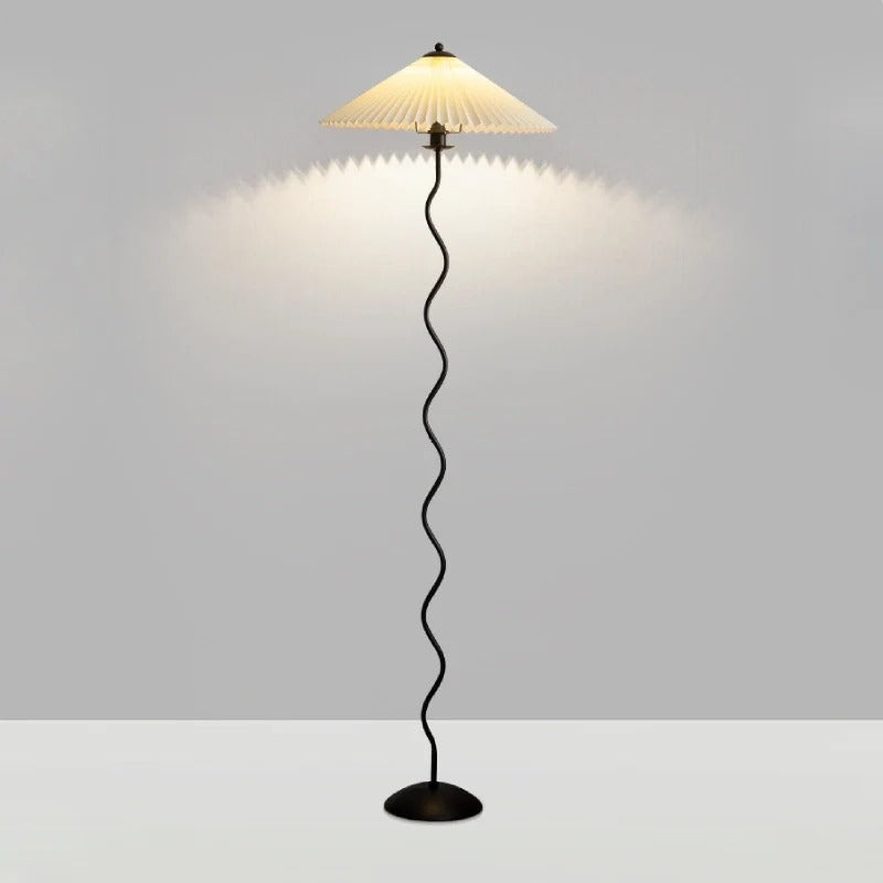 Minimalist Floor Lamp with Pleated Cone Shade