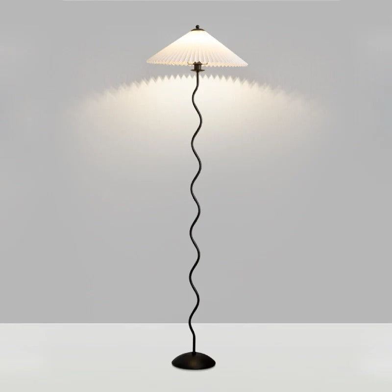 Minimalist Floor Lamp with Pleated Cone Shade