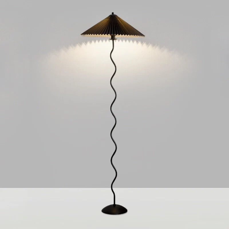 Minimalist Floor Lamp with Pleated Cone Shade