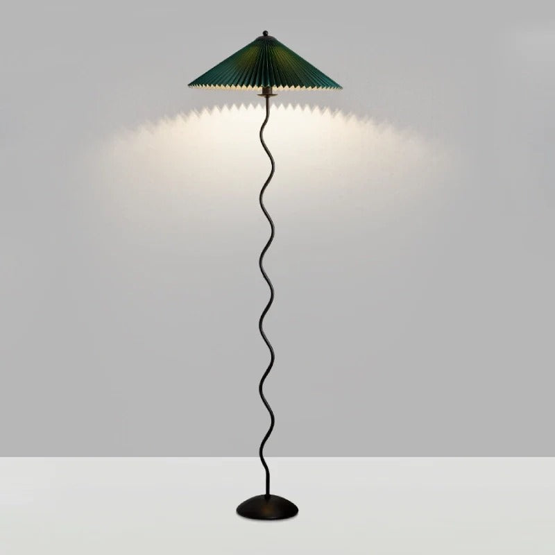 Minimalist Floor Lamp with Pleated Cone Shade