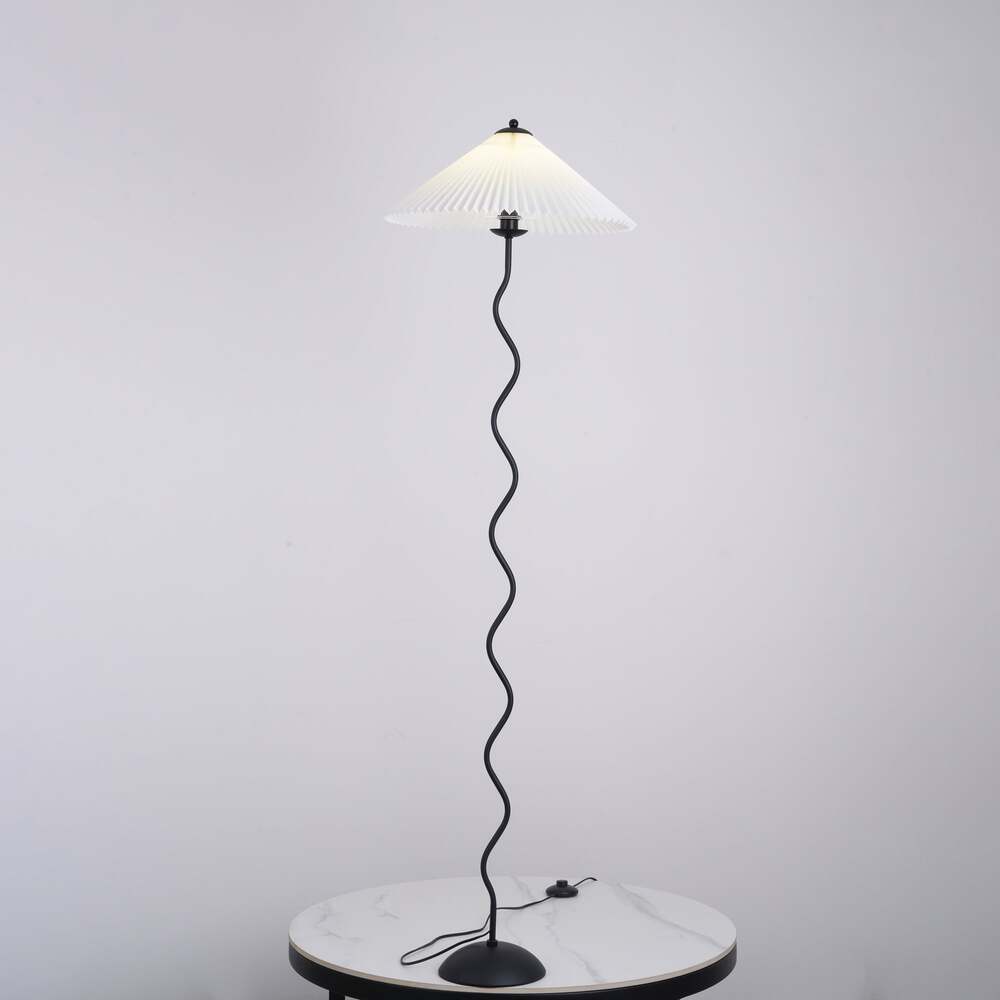 Minimalist Floor Lamp with Pleated Cone Shade