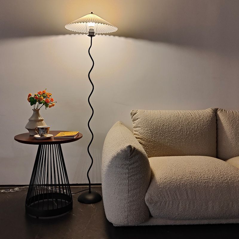 Minimalist Floor Lamp with Pleated Cone Shade