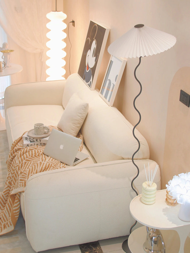 Minimalist Floor Lamp with Pleated Cone Shade