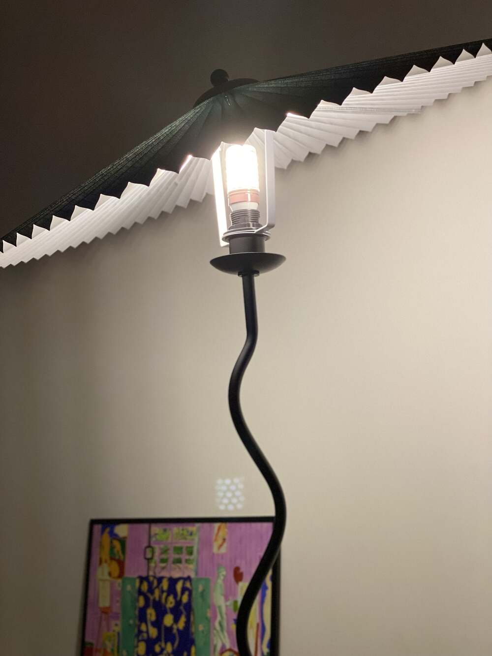Minimalist Floor Lamp with Pleated Cone Shade
